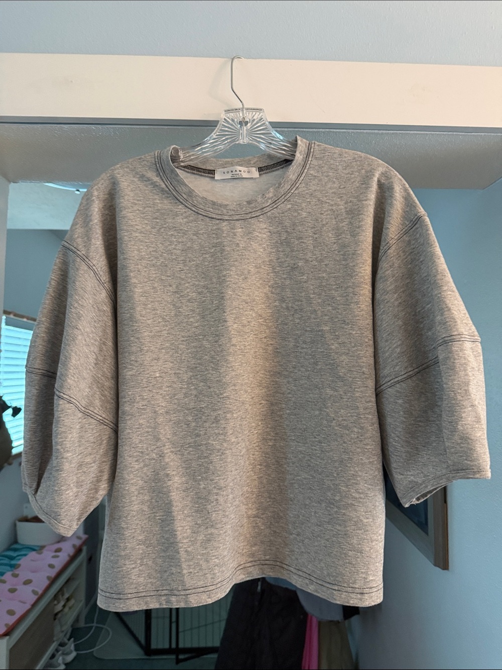 Bubble sleeve Tee in Heather Gray